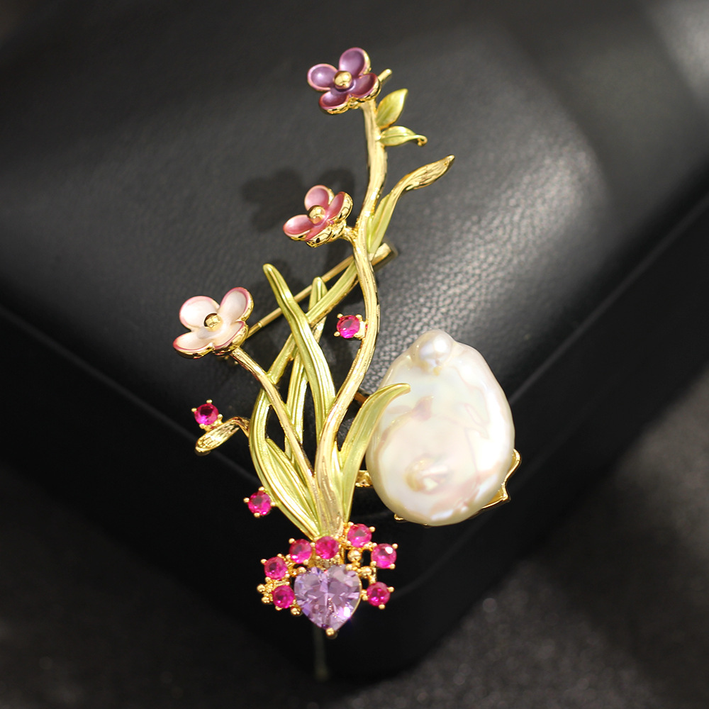 French Vintage Fashion - Heavy Industry French Design Enamel Bouquet