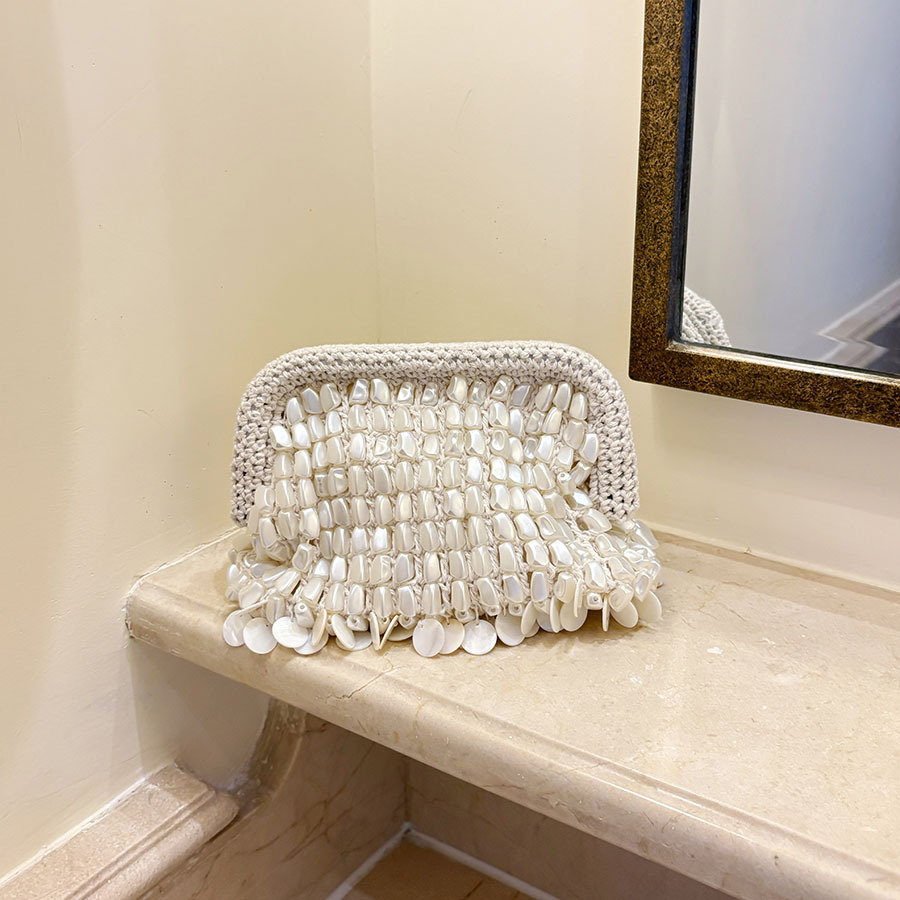 French Vintage Fashion - French Hand Woven Beading Clutch Bag