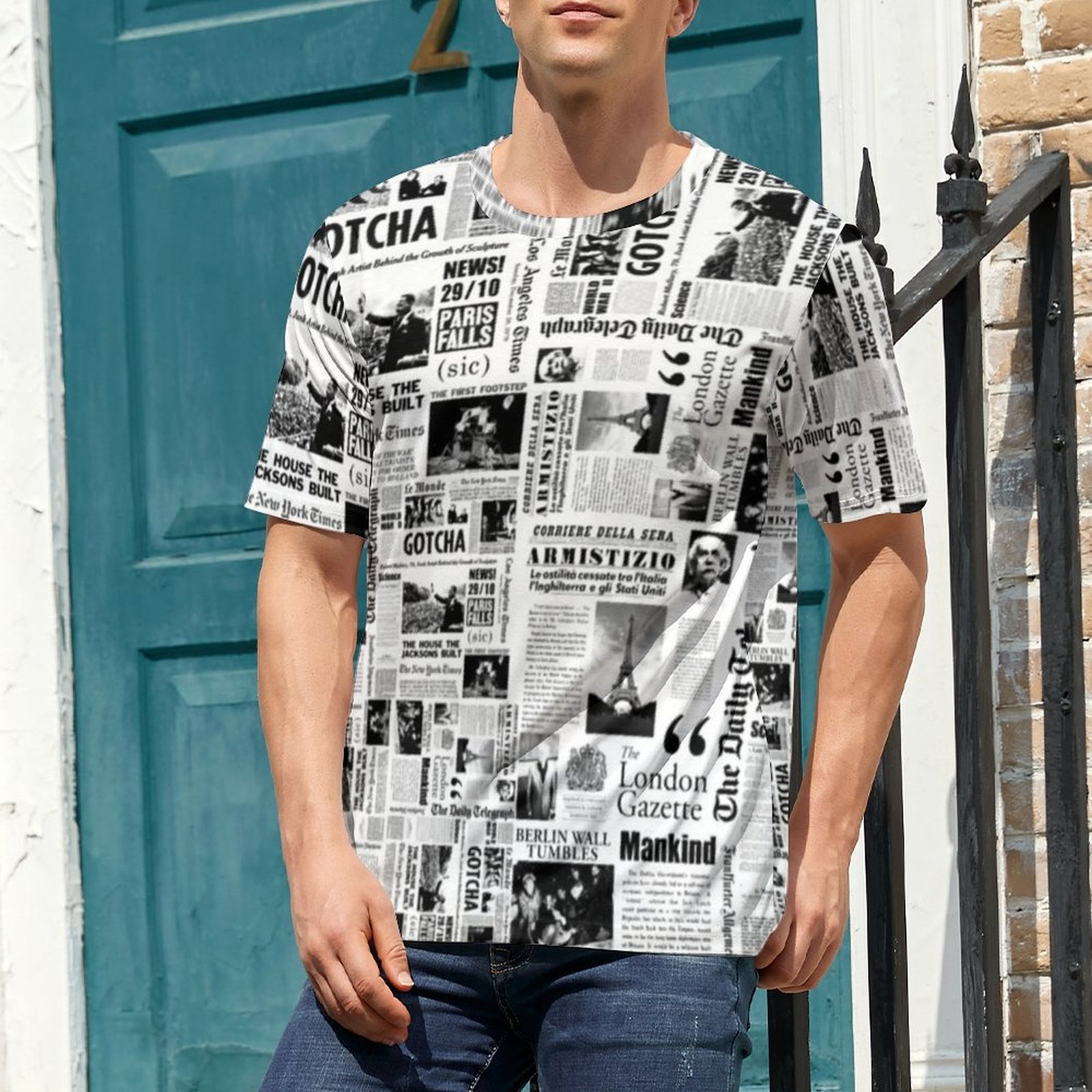 Men Vintage Newspaper T Shirt  - Vintage Fashion Newspaper 评论和价格