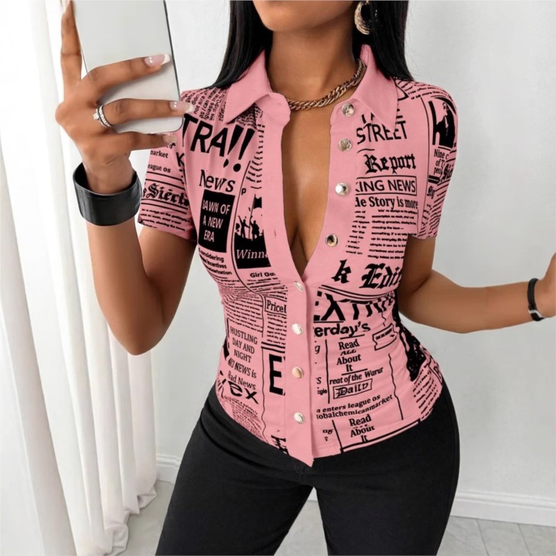 Women's Newspaper Print Shirt  - Vintage Fashion Newspaper 评论和价格