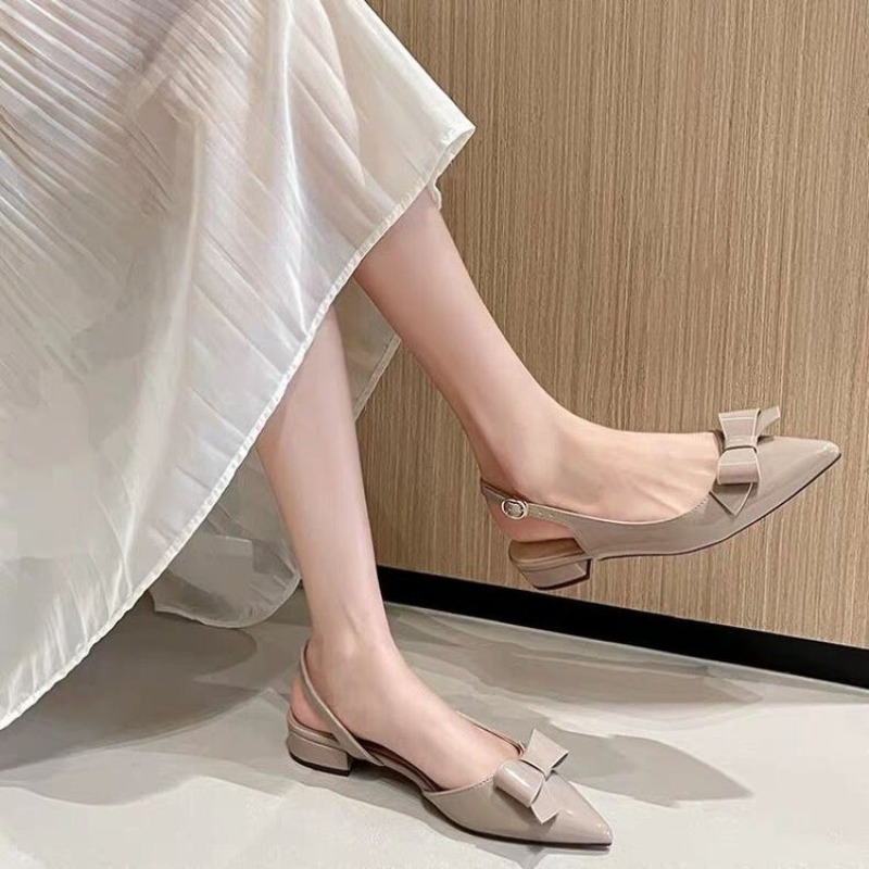 Bow Gentle Medium Heel Baotou  - French Vintage Fashion 评论和价格