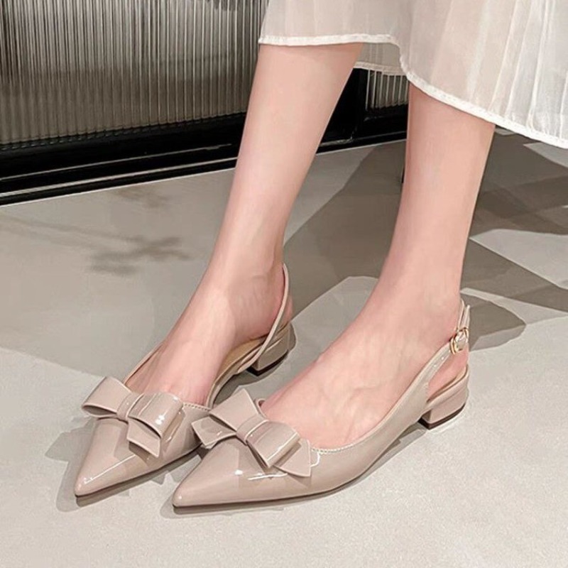 Bow Gentle Medium Heel Baotou  - French Vintage Fashion 评论和价格