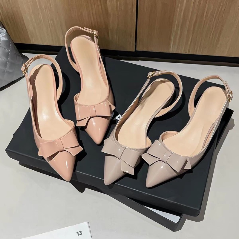 Bow Gentle Medium Heel Baotou  - French Vintage Fashion 评论和价格