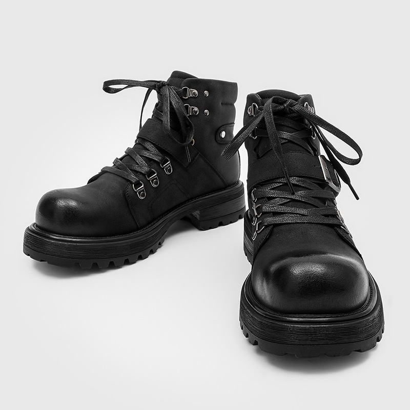 Brand Men Leather Boots Motorc - Vintage Fashion Luxury 评论和价格