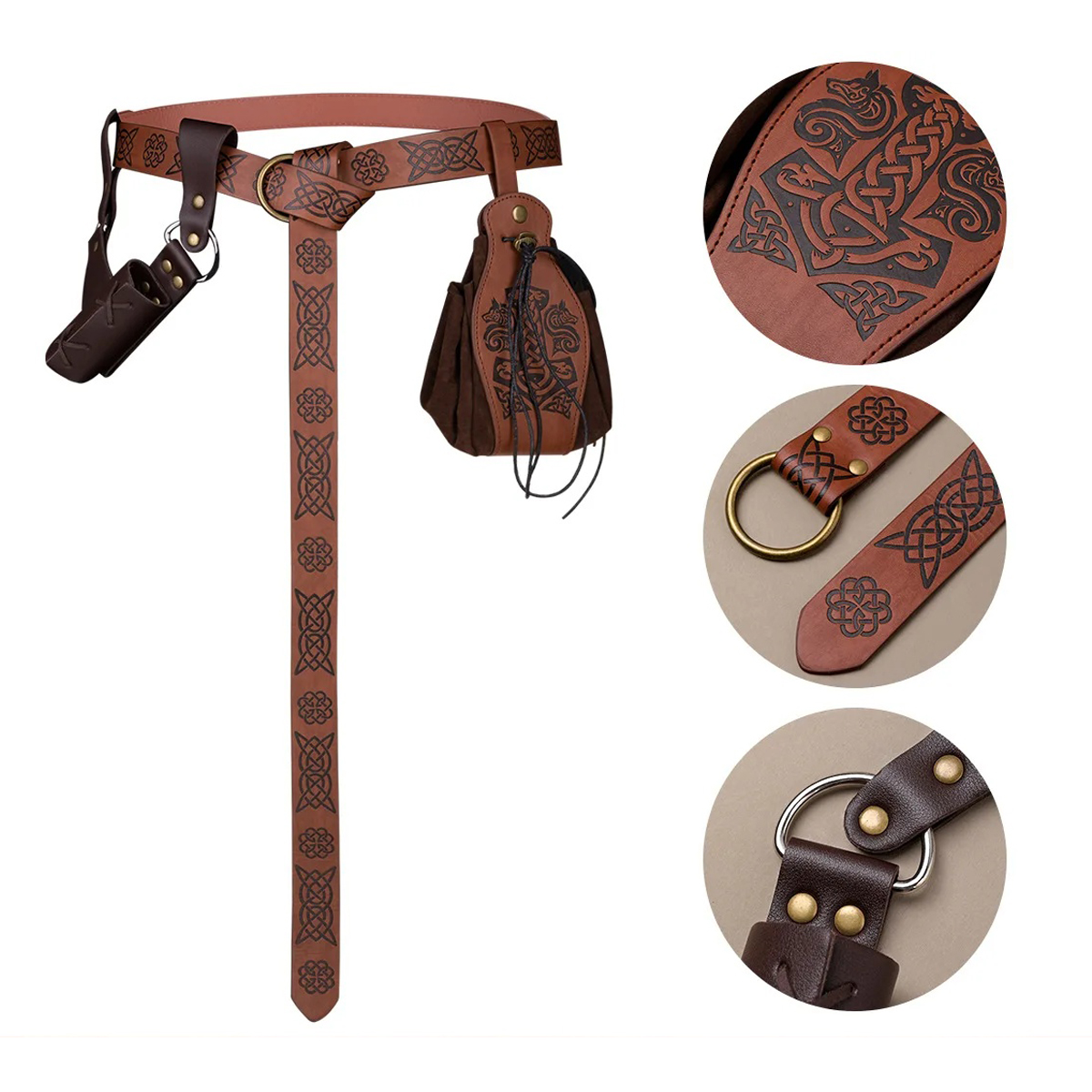 Medieval Leather Belt Set Pu L - Vintage Fashion Faire 评论和价格